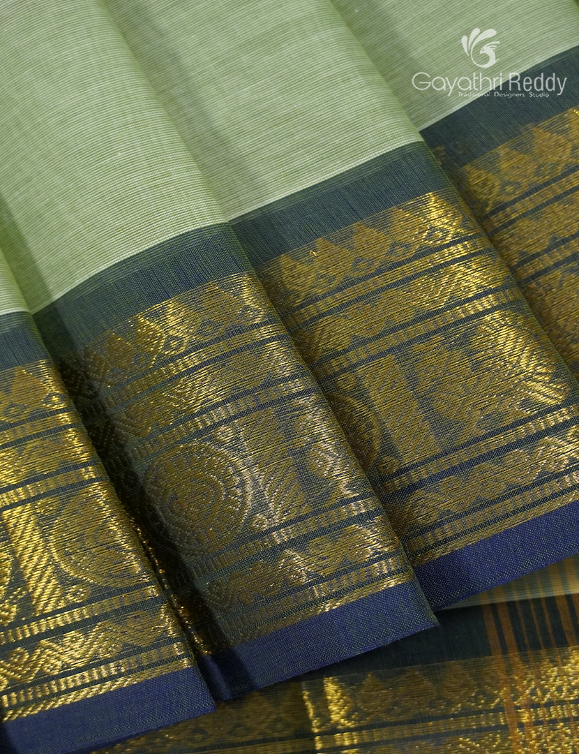 Pure Handloom Cotton Saree in Pastel Pista Green