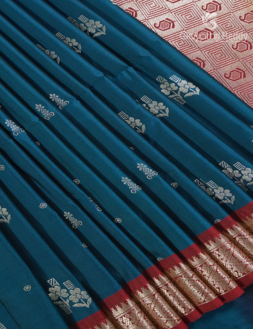 Soft Silk Saree in Deep Peacock Blue