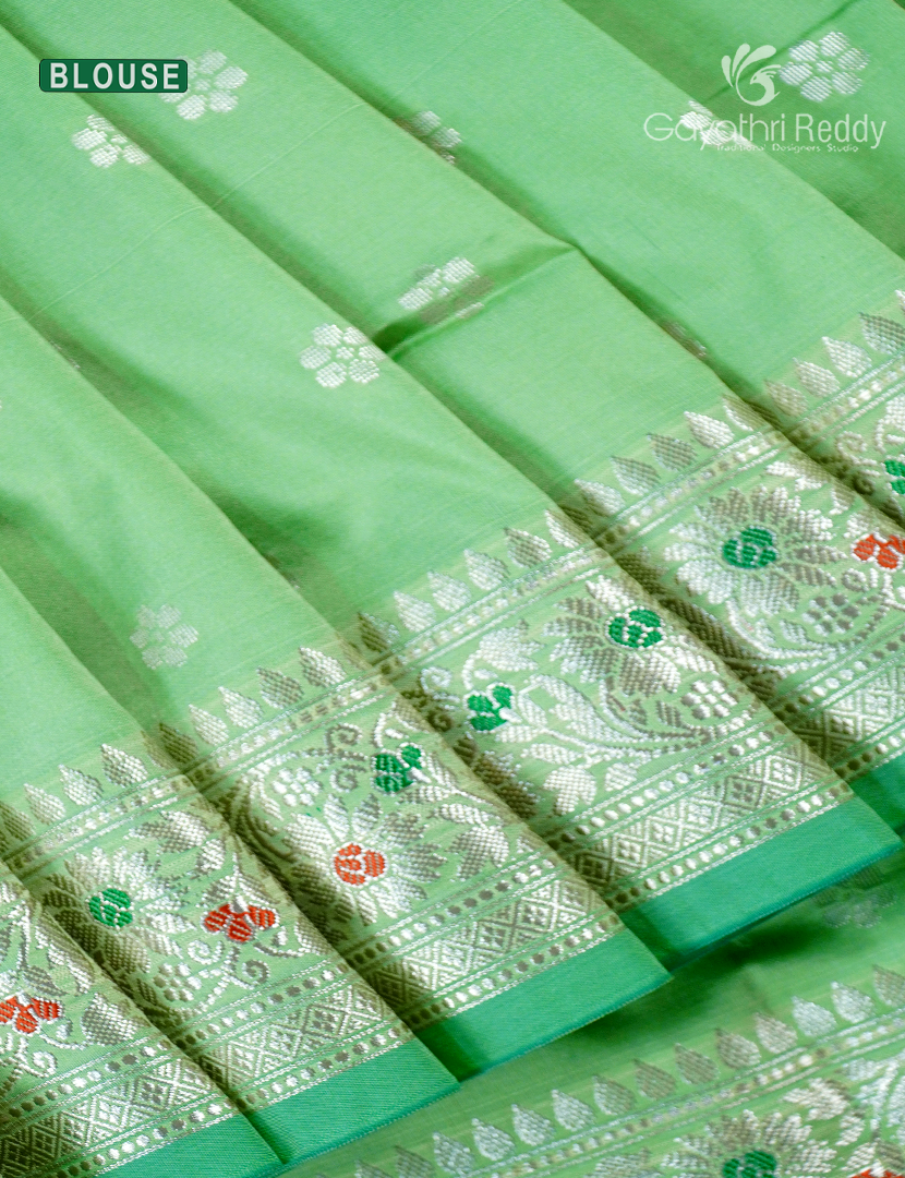 Semi Banaras Katan Silk Saree in Light Green