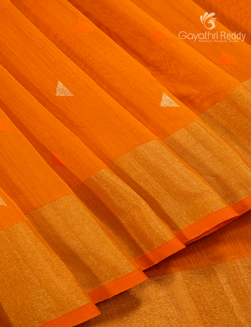 Pure Chanderi Sico Saree in Orange
