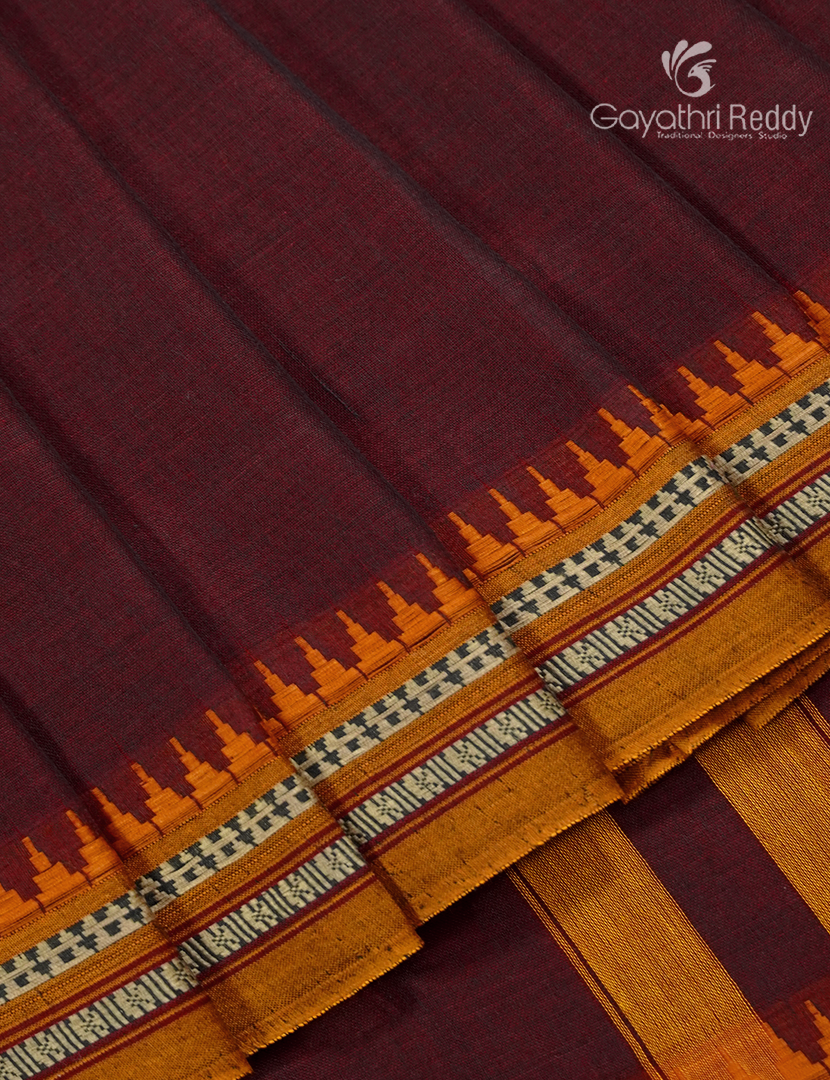 Pure Naranyanpet Cotton Saree in Deep Maroon