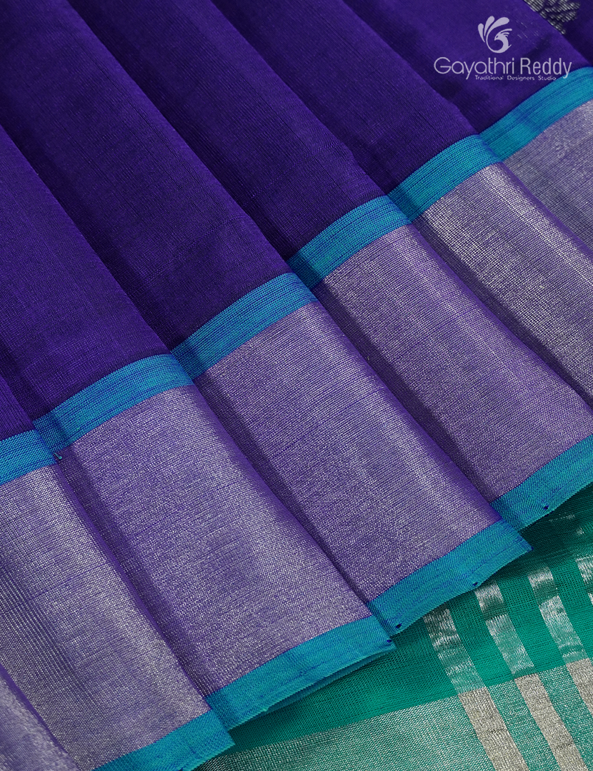 Pure Arani Sico Saree in Deep Blue and Sea Green