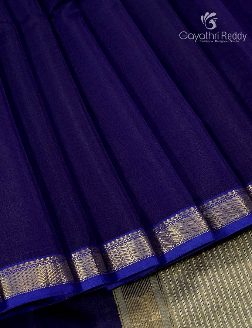 Pure Chanderi Sico Saree in Navy Blue