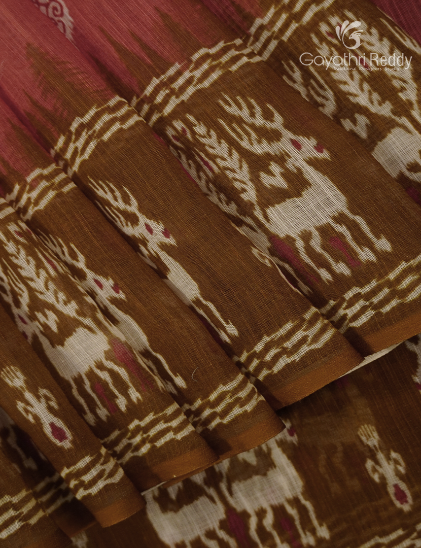 Linen Cotton Saree in Peach