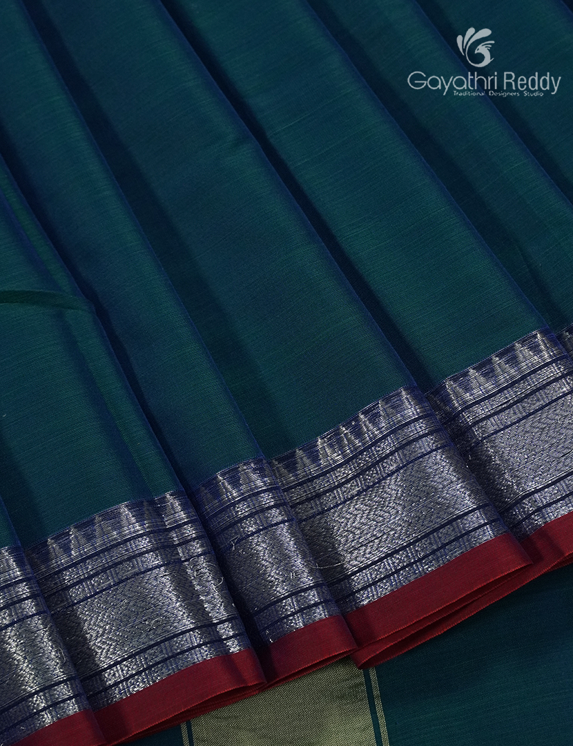 Pure Narayanpet Cotton Saree in Deep Rama Green