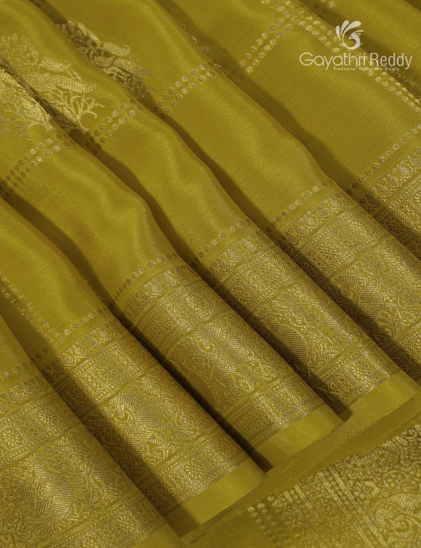 Pure Mysore Silk Saree in Khakhi Green