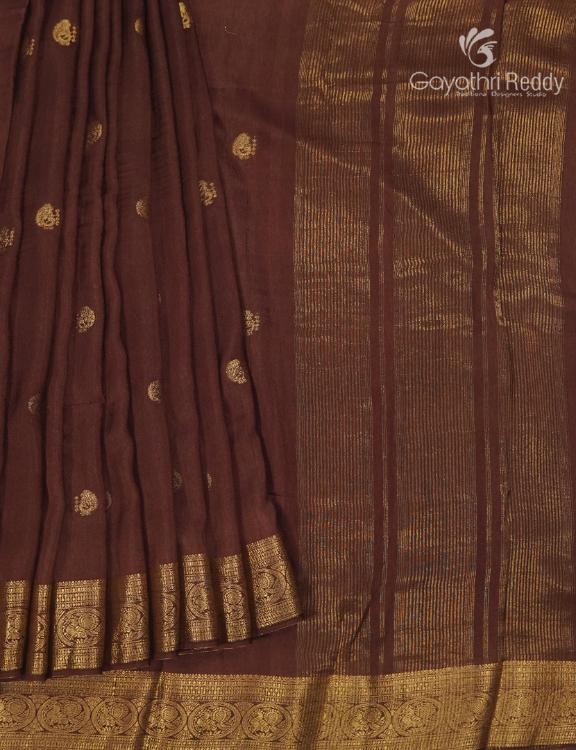 Semi Mysore Crepe Saree in Brown