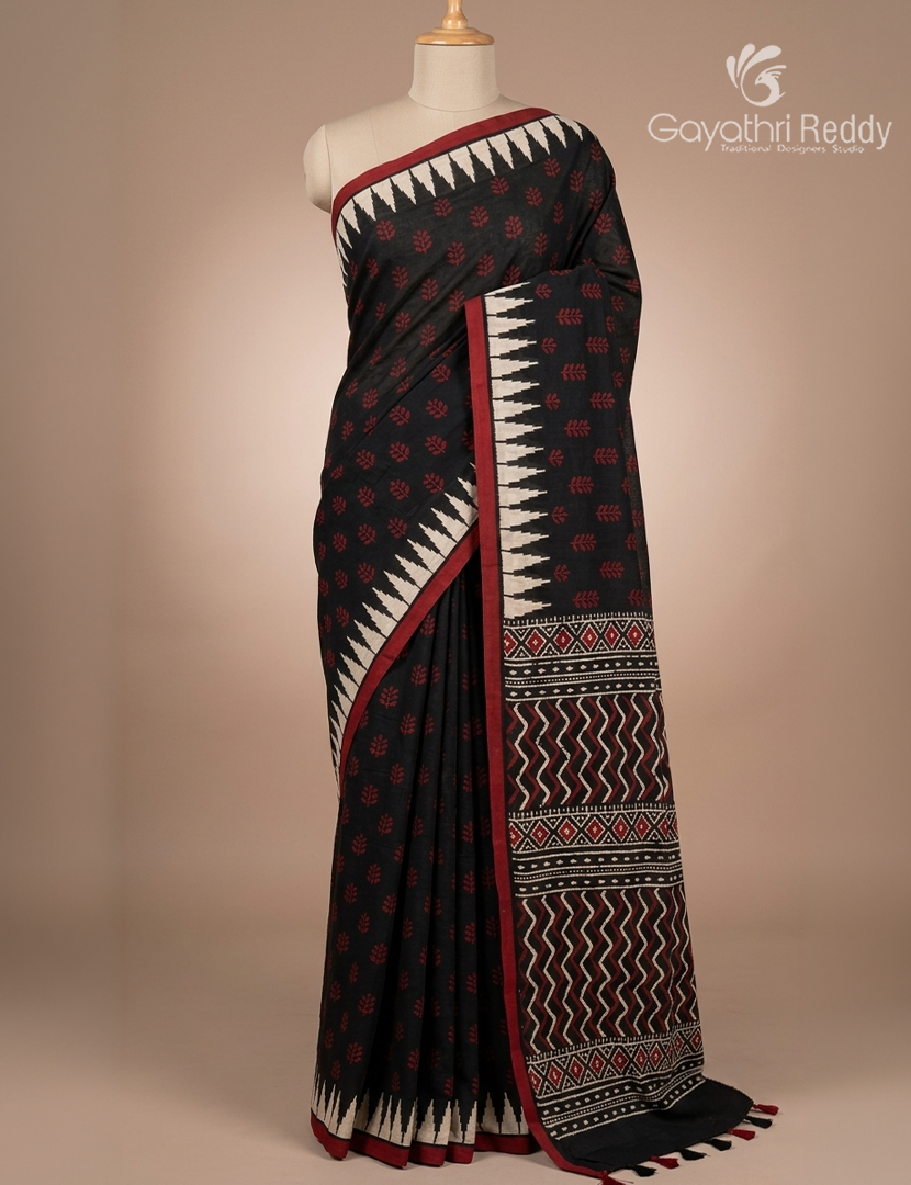 Vidharbha Cotton Saree in Black
