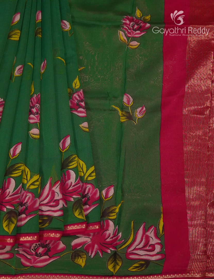 Pure Maheshwari Silk Saree in Green