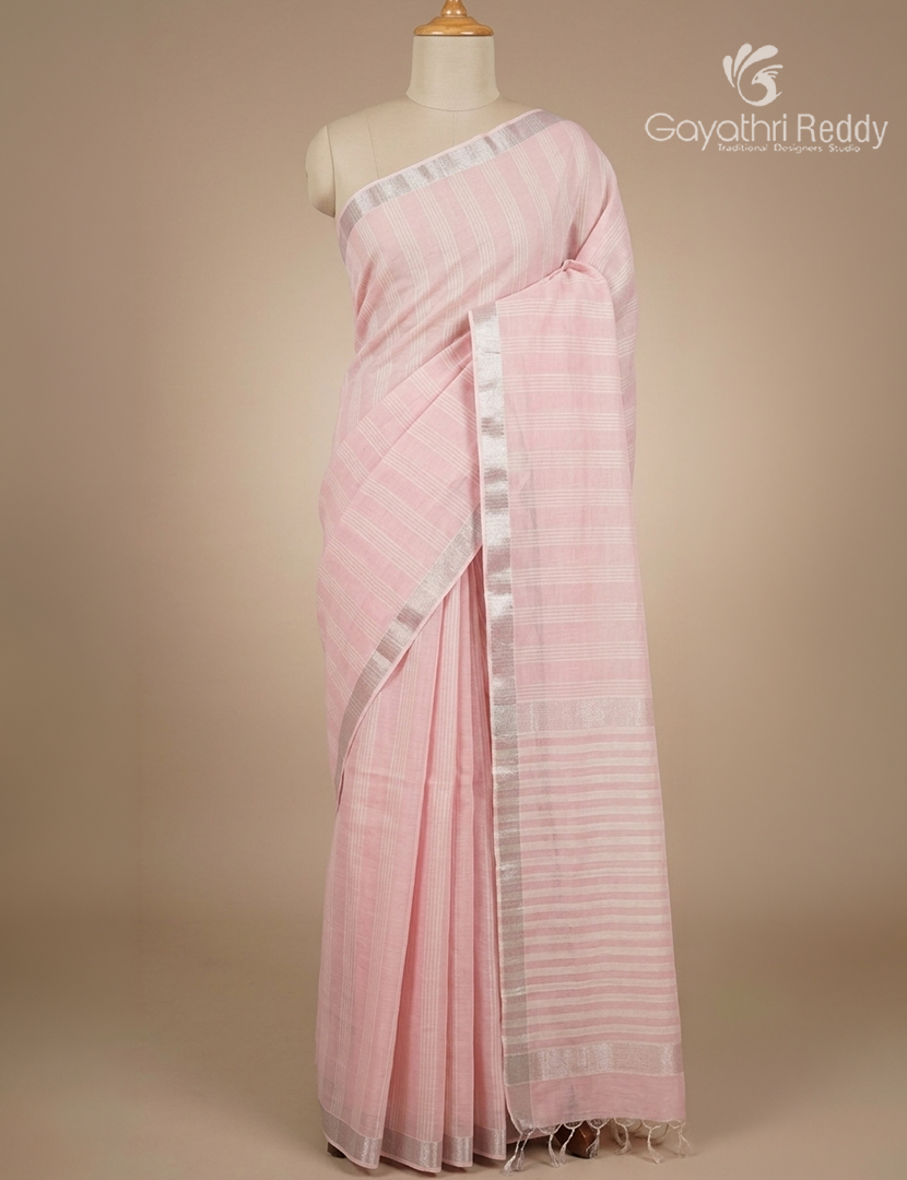 Pure Kanchi Cotton Saree in Baby Pink