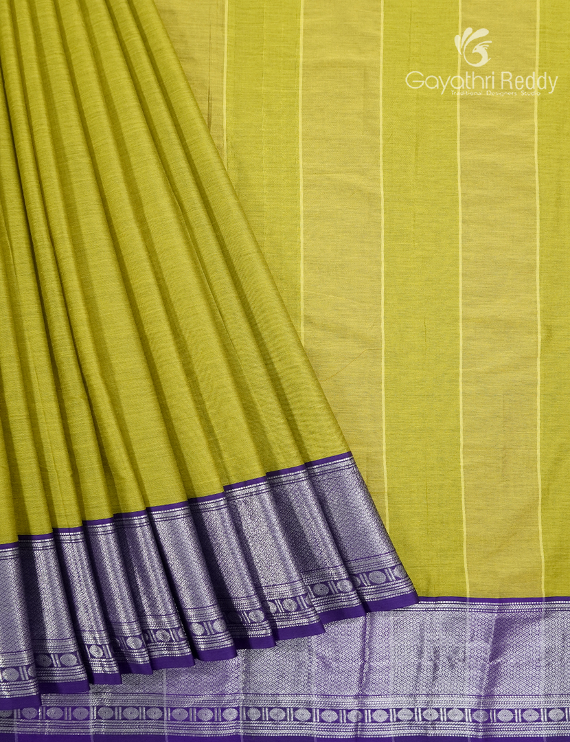 Pure Narayanpet Cotton Saree in Parrot Green