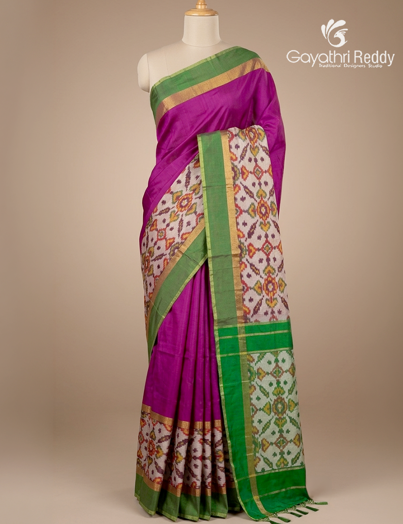 Pure Uppada Silk Saree in Magenta and Green