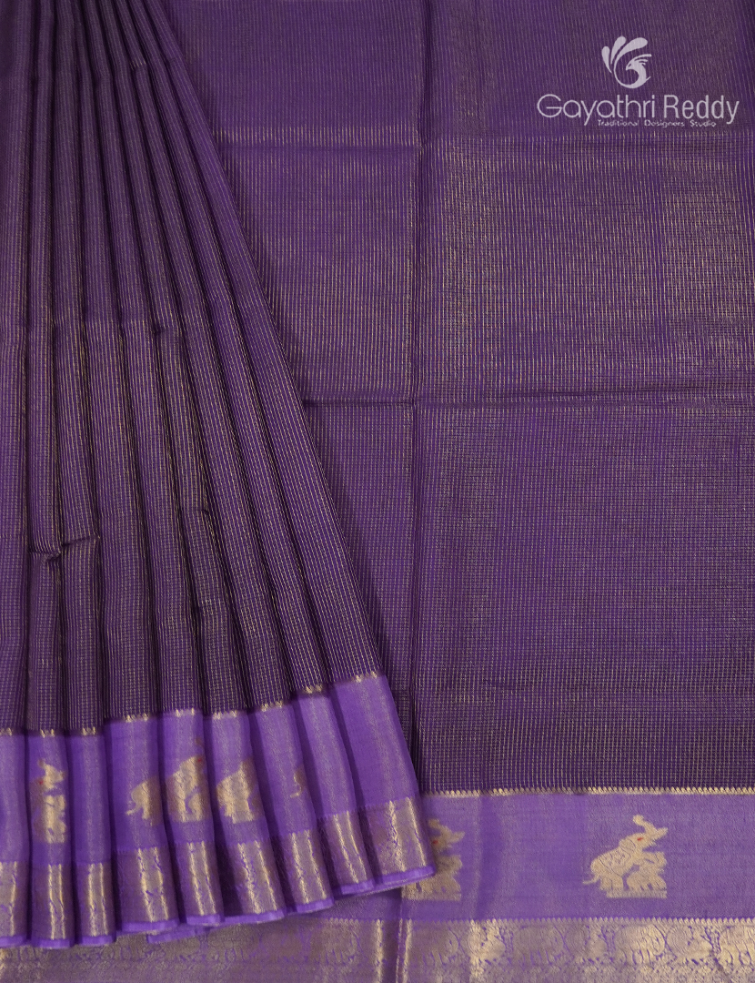 Semi Mysore Silk Saree in Deep Violet and Violet