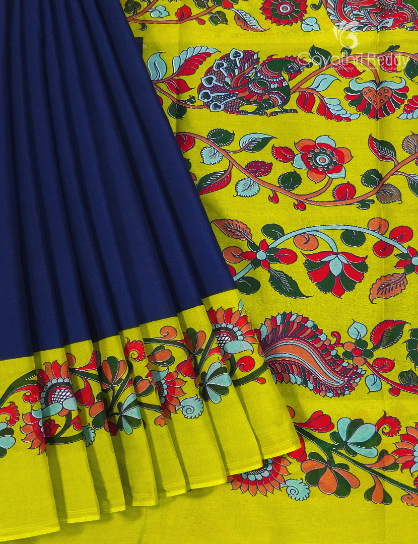 Pure MulMul Cotton Saree in Navy blue