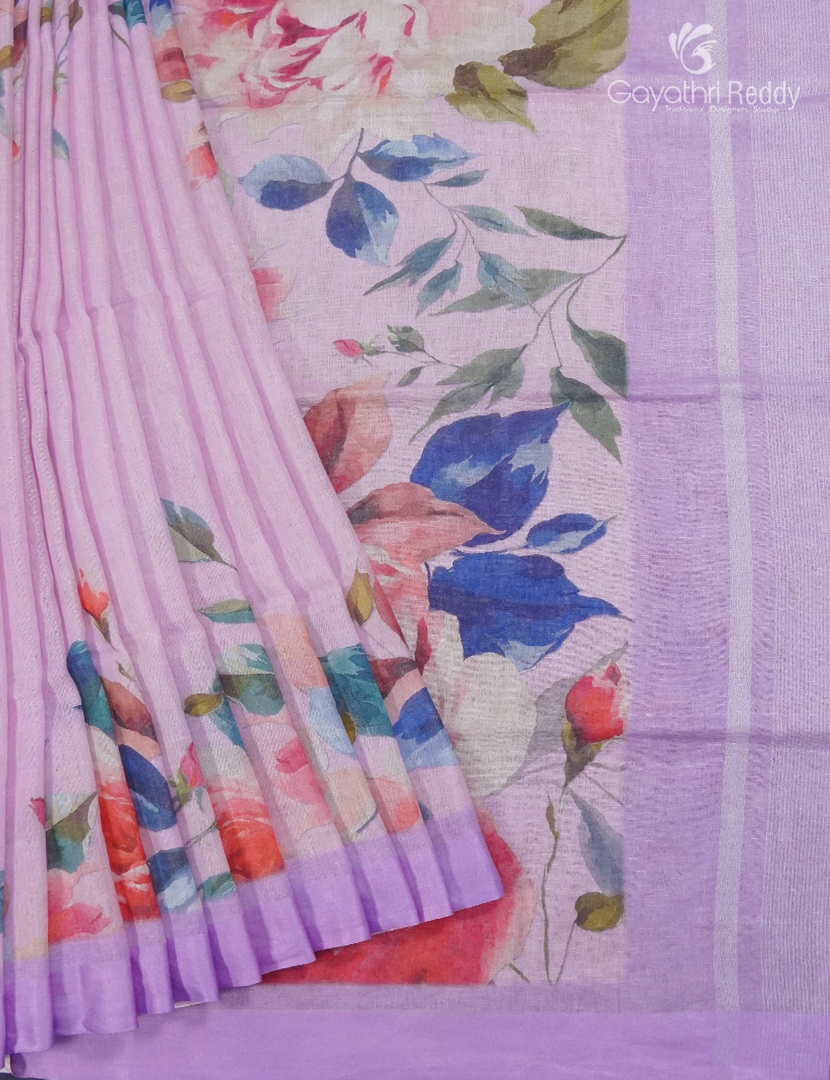 Pure Linen Saree in Baby Pink