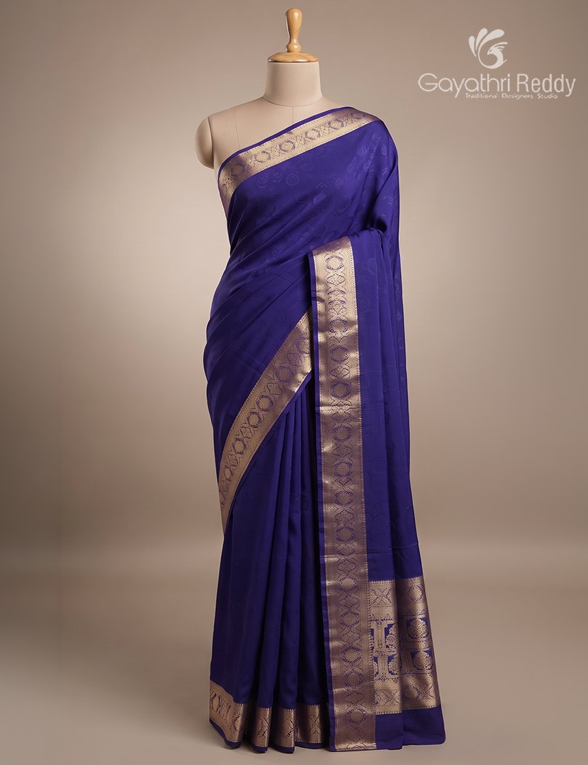 Semi Mysore Crepe Saree in Deep Purple