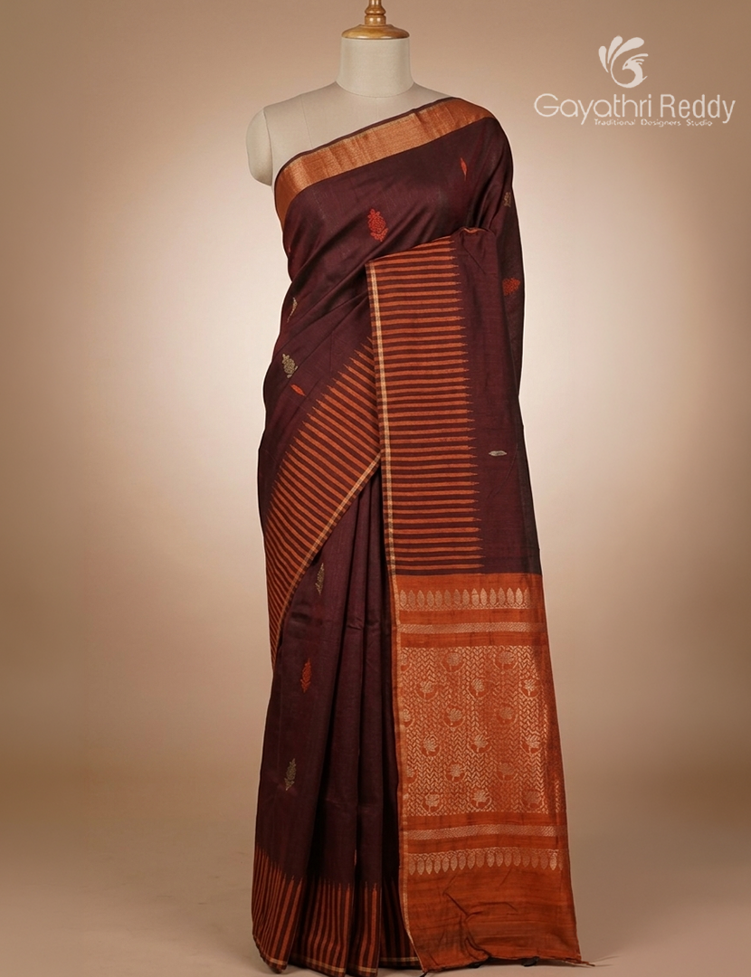 Pure Khadi Pattu Saree in Brown
