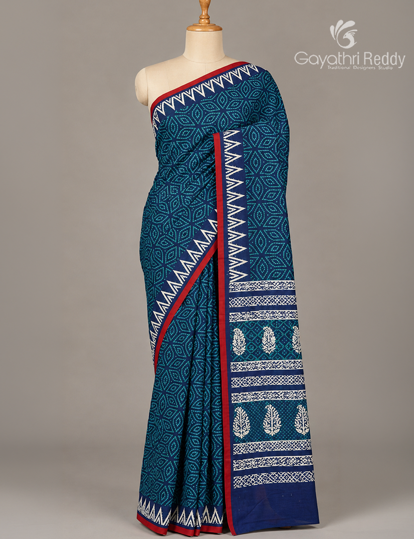 Vidharbha Cotton Saree in Indigo Blue