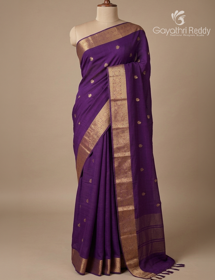 Semi Mysore Crepe Saree in Purple