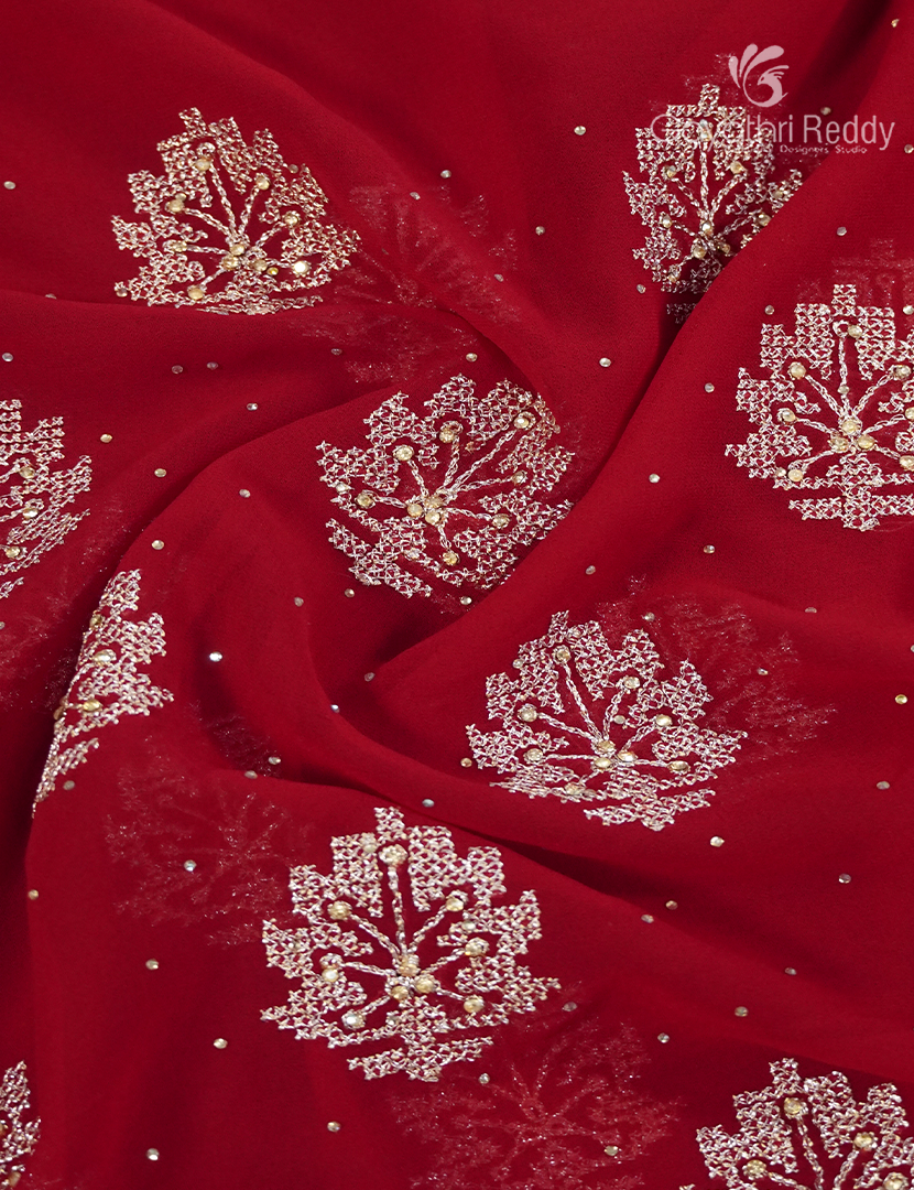 Georgette Fancy Saree in Maroon Red