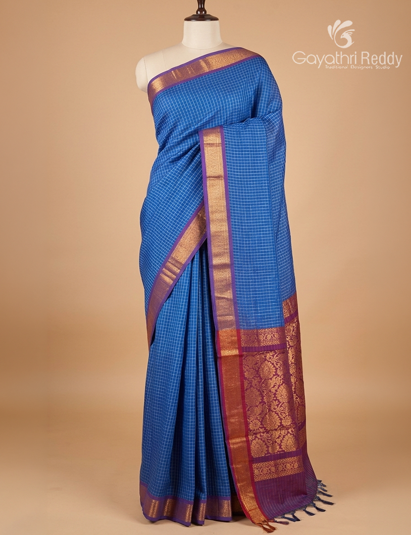 Kanchipuram Sico Saree in Blue and Magenta