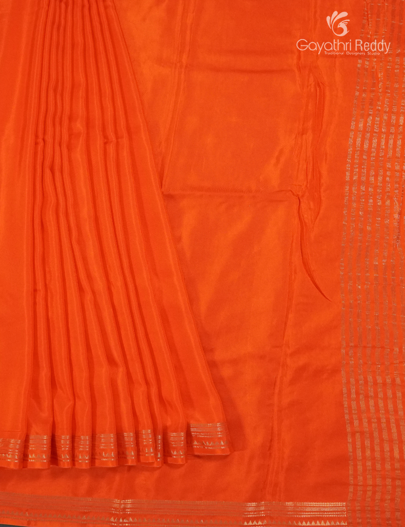 Semi Mysore Crepe Saree in Orange