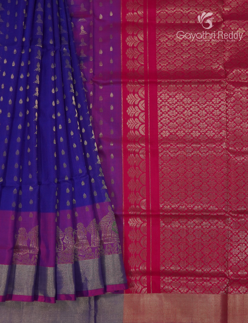 Pure Uppada Silk Saree in Violet and Pink