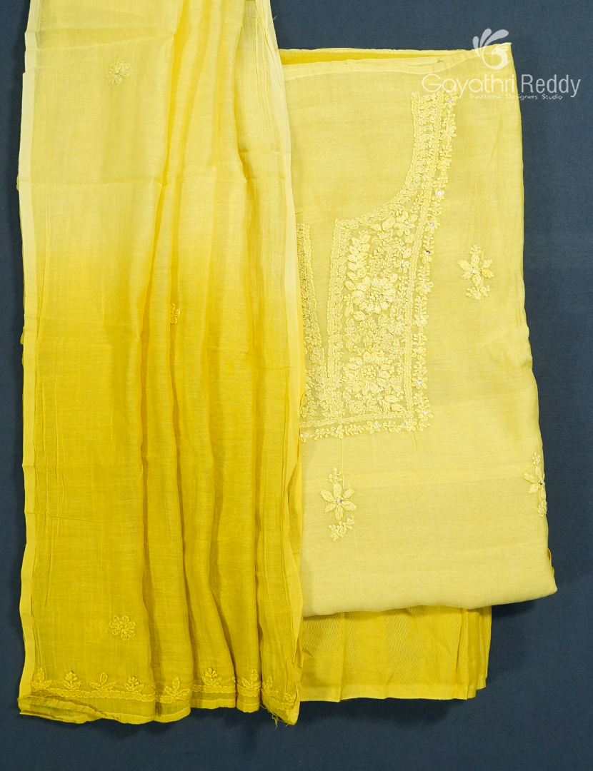 Dress Material 3 Piece Set in Yellow