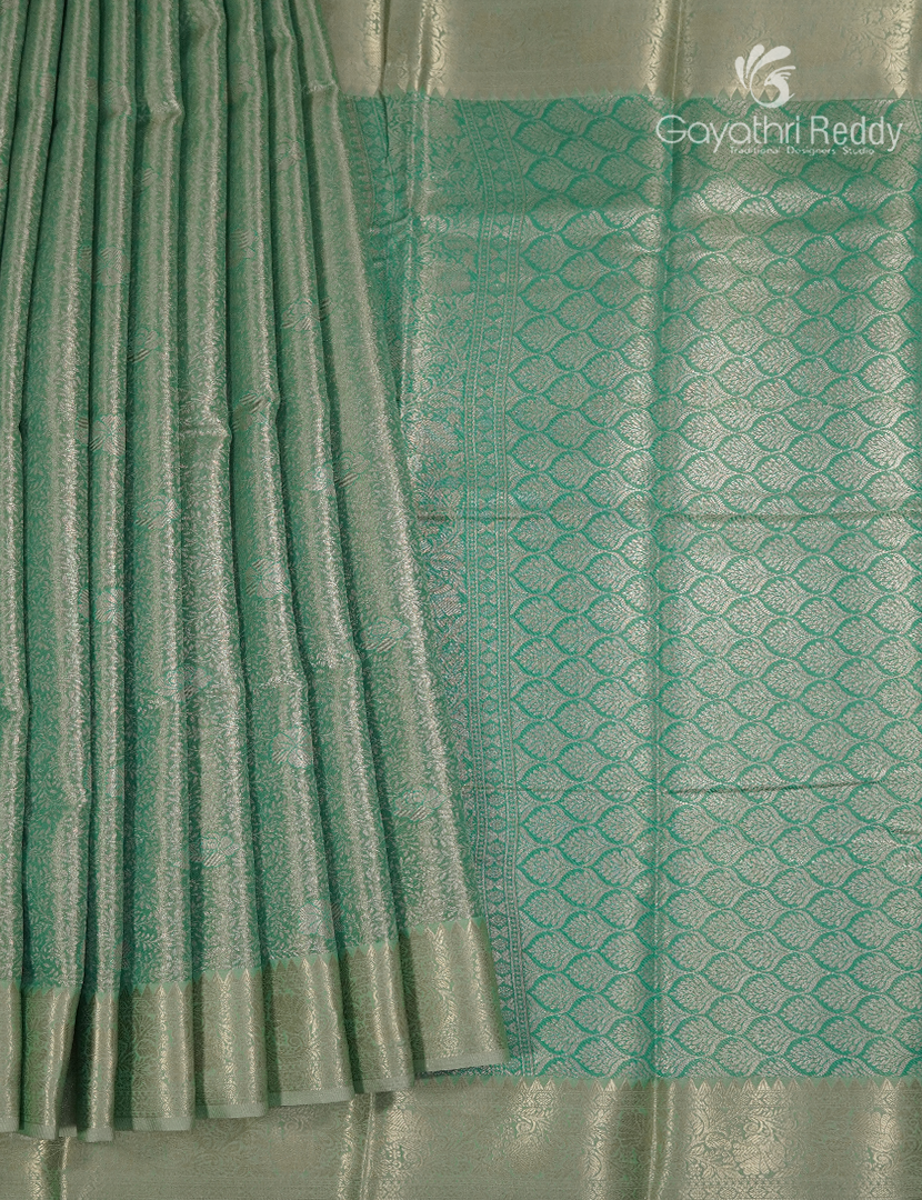 Semi Kanchipuram Art Silk Saree in Mint Green