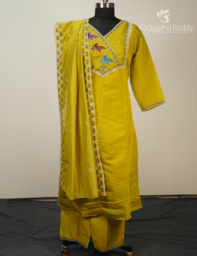 Readymade Dress Set in Lime Green