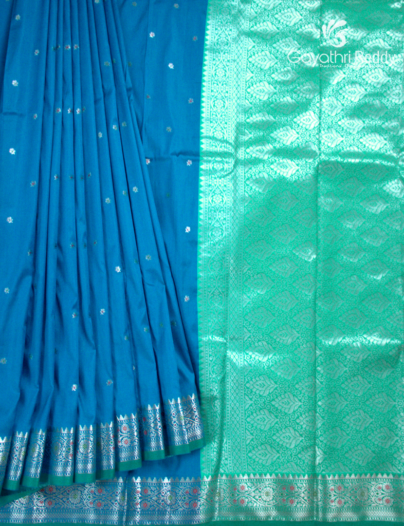 Semi Banaras Katan Silk Saree in Cobalt Blue