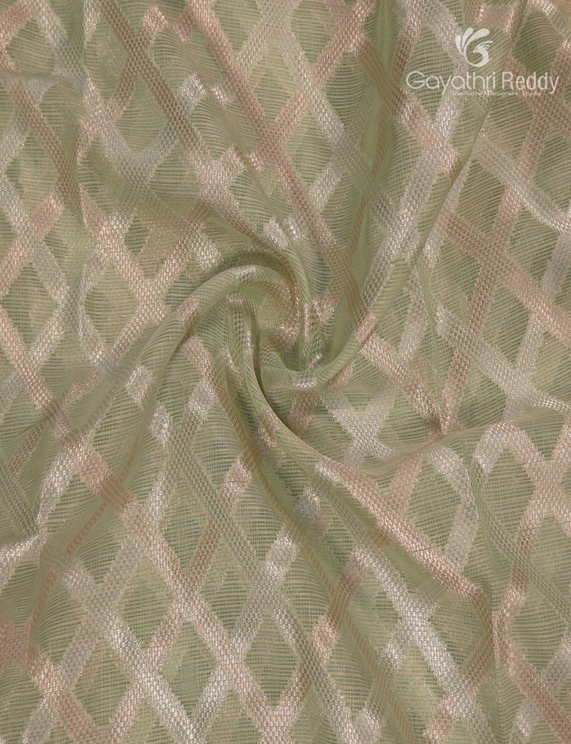 Banaras Kota Lehanga Set in Pista Green and Peach