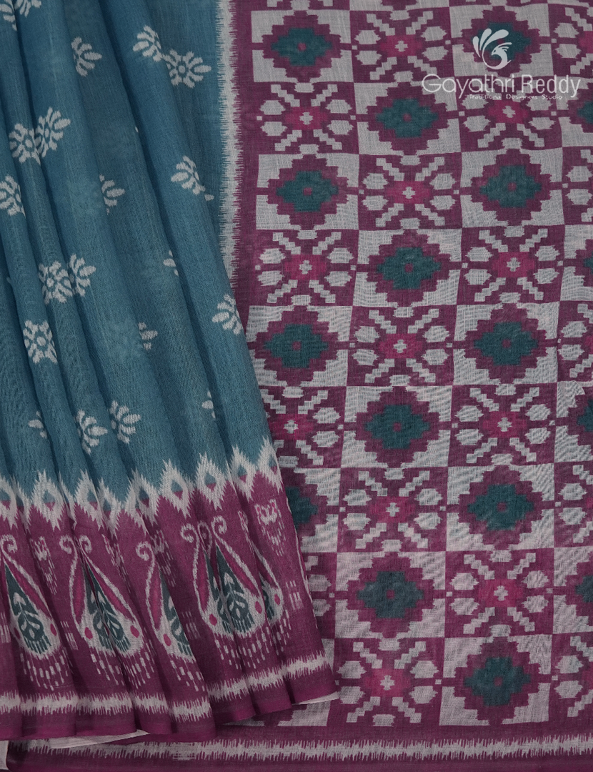 Linen Cotton Saree in Grey