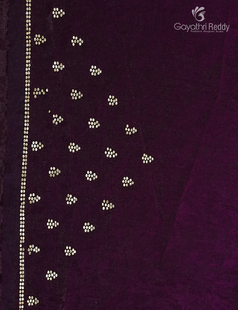 Organza Fancy Saree in Deep Brown