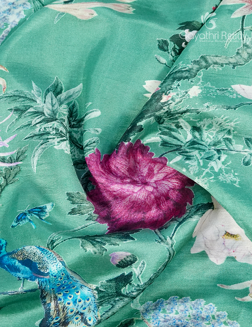 Semi Tussar Silk Saree in Aqua Blue