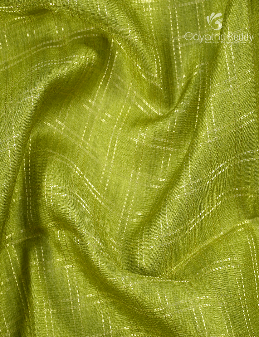Semi Tussar Saree in Parrot Green and Purple