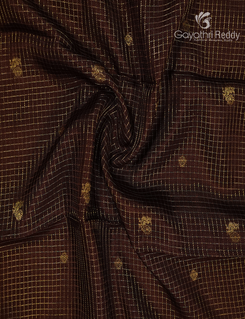 Semi Mysore Crepe Saree in Brown