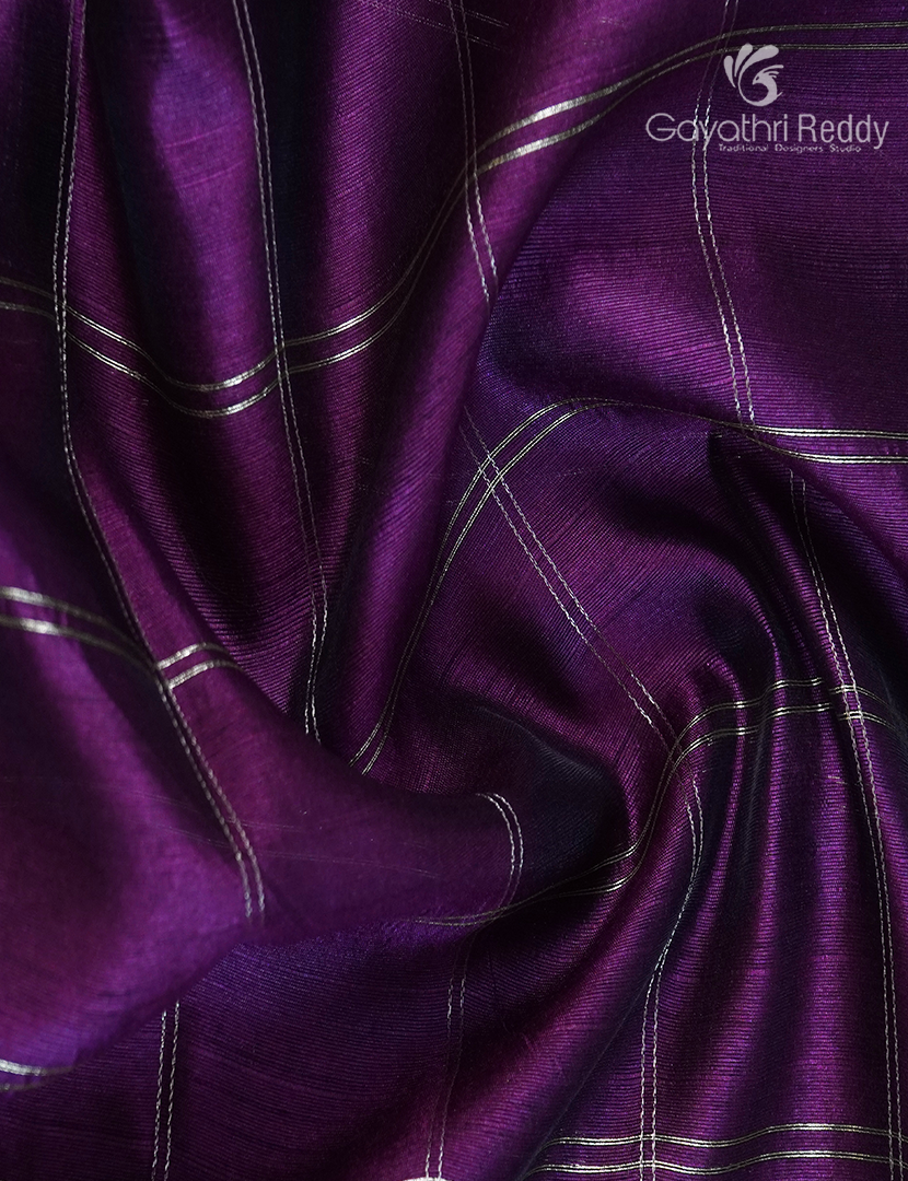 Semi Tussar Saree in Deep Purple