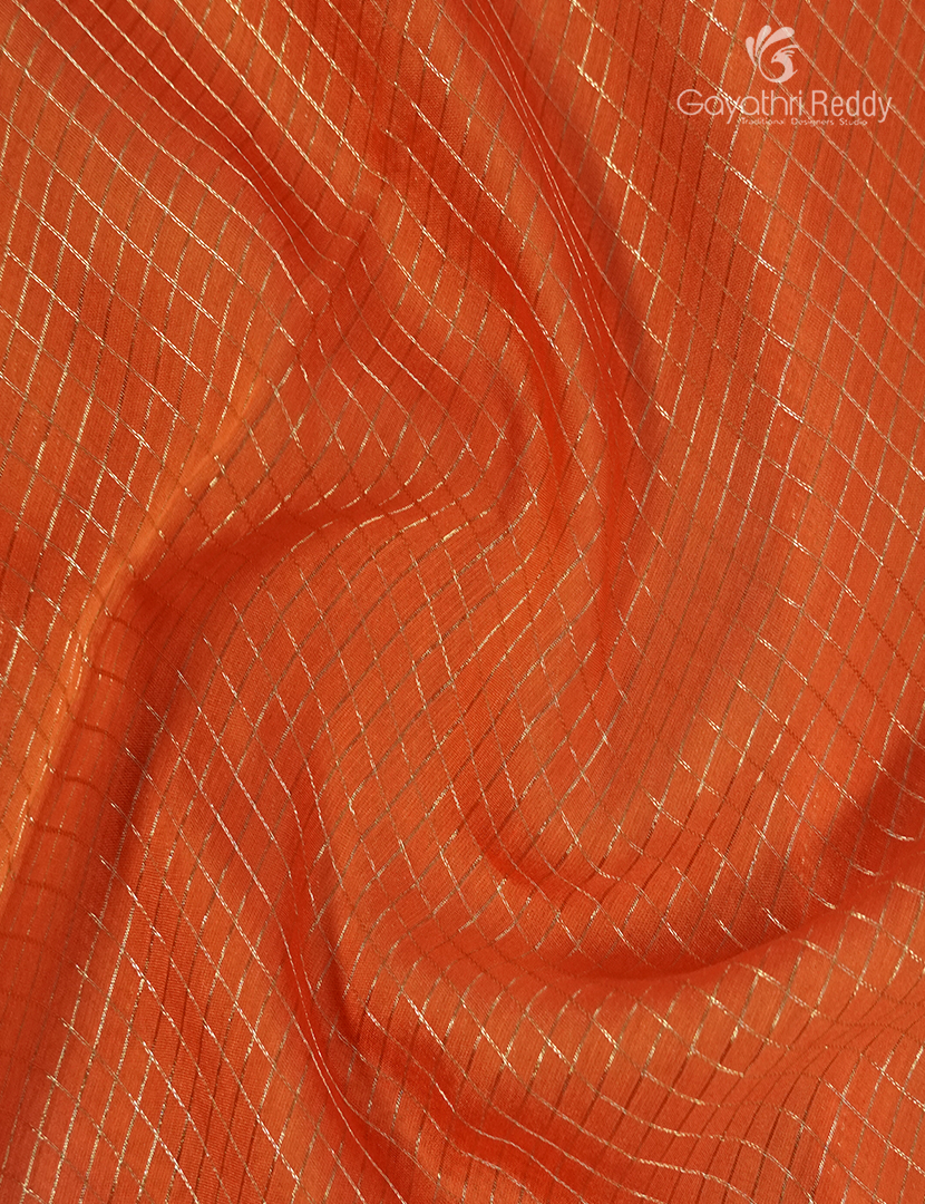 Semi Mysore Crepe Saree in Orange and Red