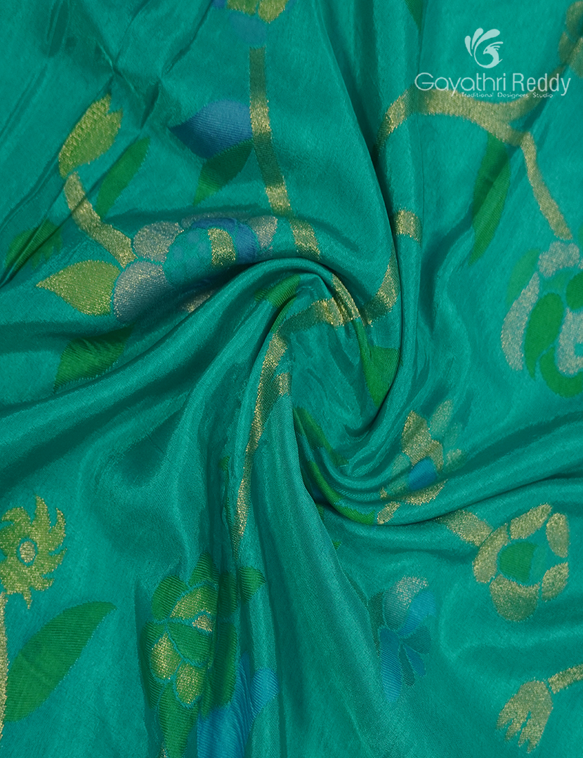Pure Satin Silk Saree in Sea Green