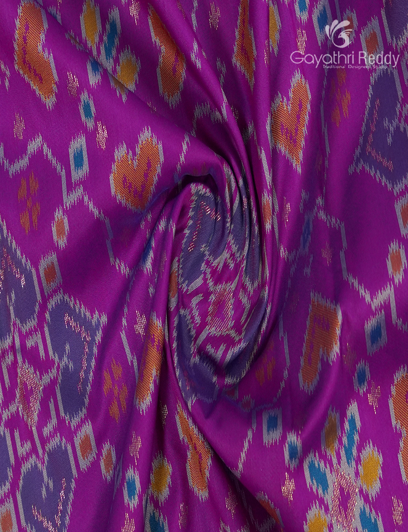 Semi Kanchipuram Art  Silk Saree in Deep Magenta and Deep Rama Blue