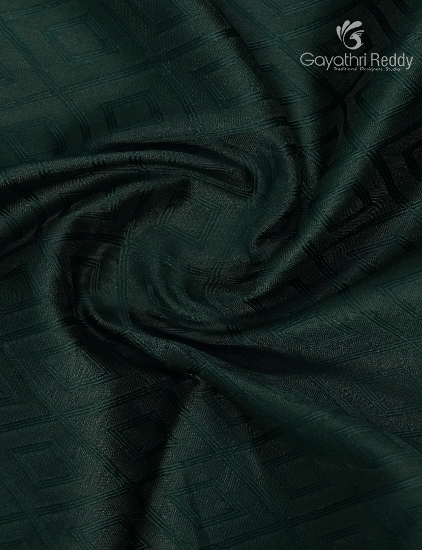 Semi Katan Silk Saree in Bottle Green and Red