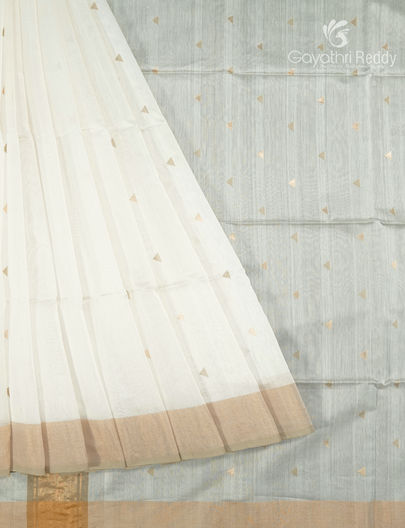 Pure Chanderi Sico Saree in Milk White