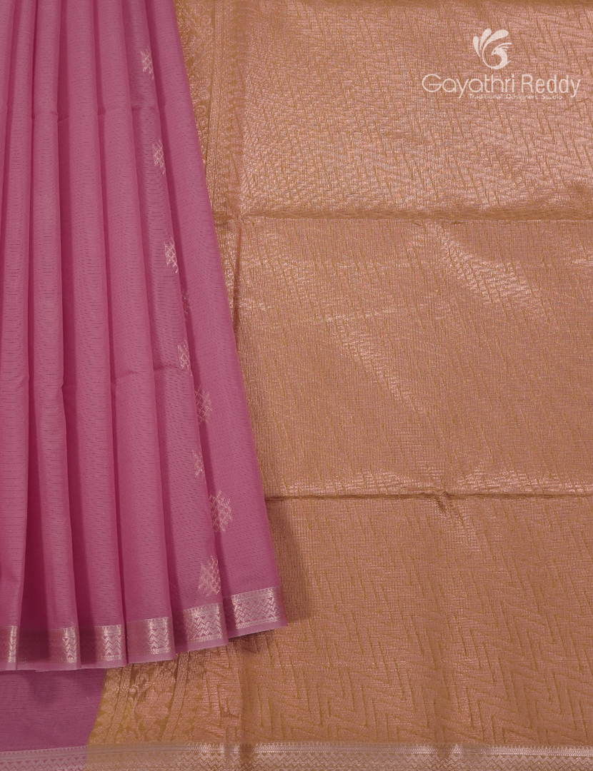 Kanchipuram Sico Saree in Rose Pink and Yellow