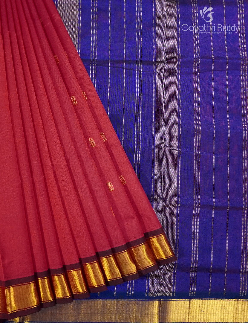 Pure Arani Sico Saree in Red and Navy Blue