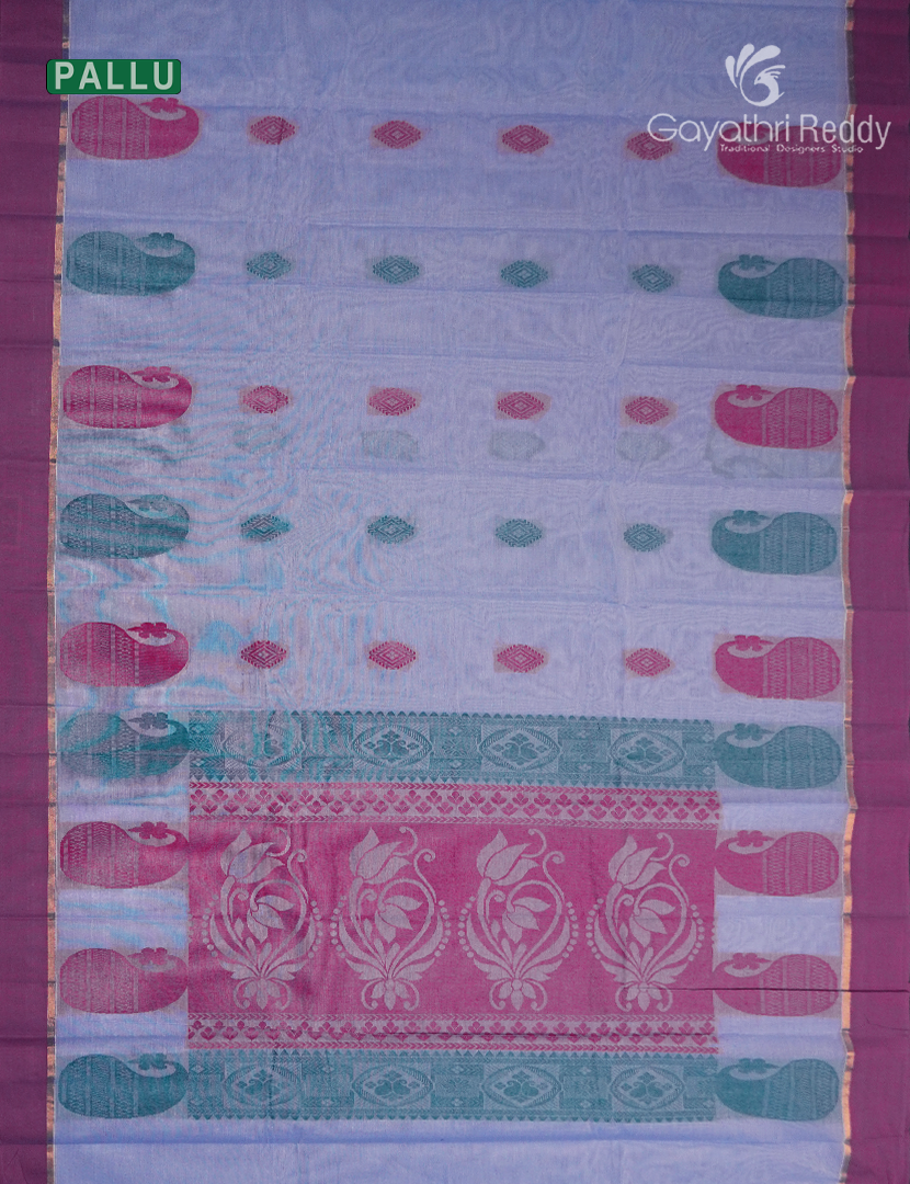 Pure Kanchi Cotton Saree in Powder Blue