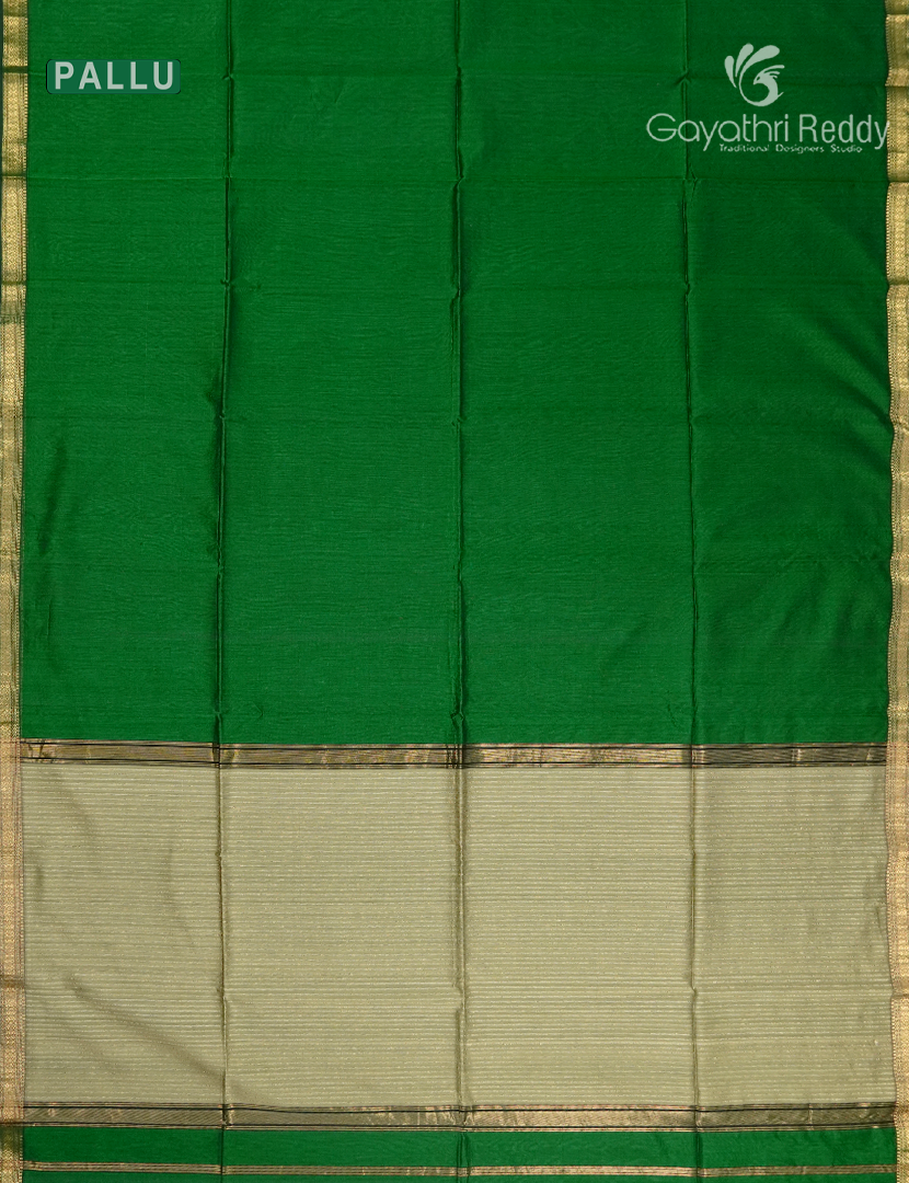 Pure Chanderi Sico Saree Mango Green