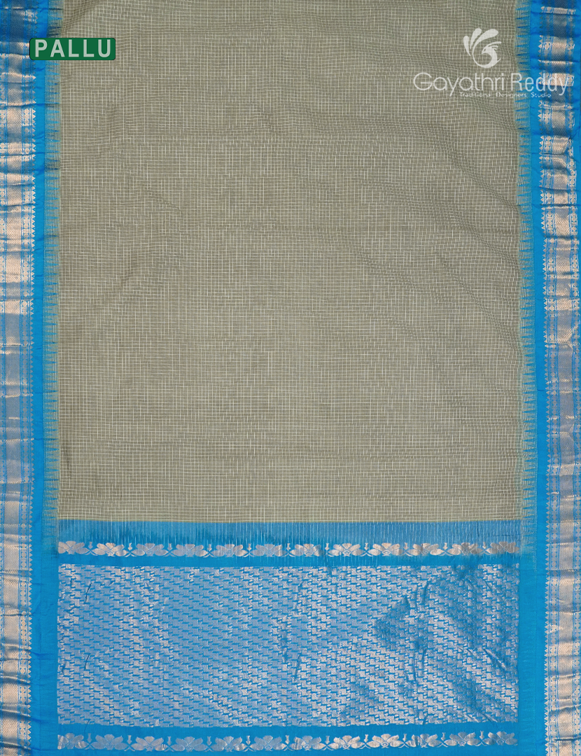 Pure Gadwal Cotton Saree in Ash Grey and Sky Blue
