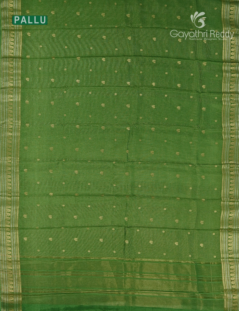 Semi Mysore Crepe Saree in Parrot Green