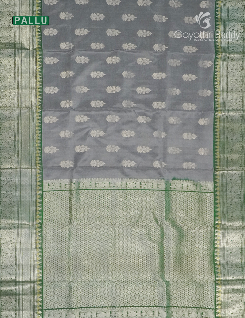 Pure Venkatagiri Silk Saree in Ash Grey and Green